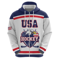 USA Ice Hockey Custom Zip Hoodie American Eagle Spirit White Version