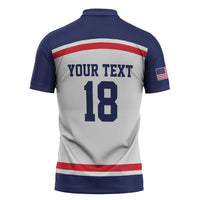 USA Ice Hockey Custom Zipper Polo Shirt American Eagle Spirit White Version
