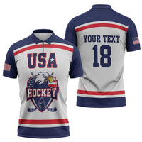 USA Ice Hockey Custom Zipper Polo Shirt American Eagle Spirit White Version