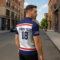 USA Ice Hockey Custom Zipper Polo Shirt American Eagle Spirit White Version