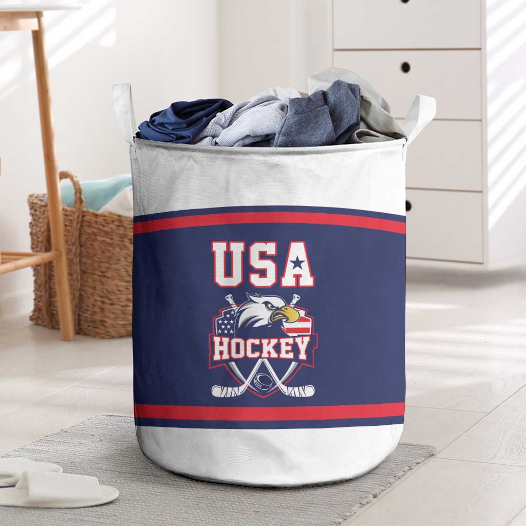 USA Ice Hockey Laundry Basket American Eagle Spirit Blue Version