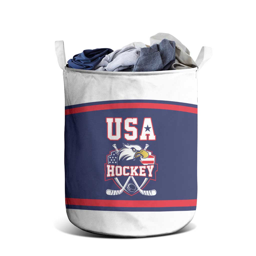 USA Ice Hockey Laundry Basket American Eagle Spirit Blue Version