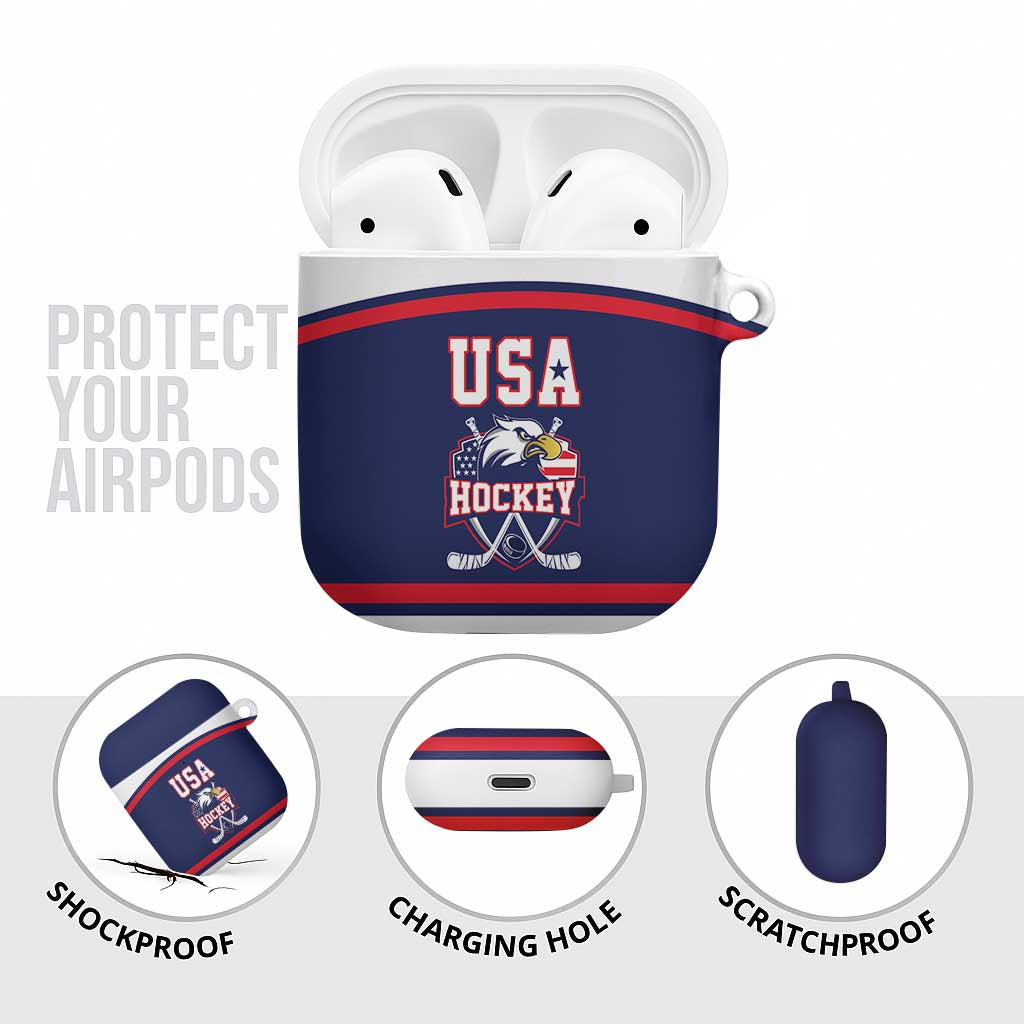 USA Ice Hockey AirPods Case American Eagle Spirit Blue Version