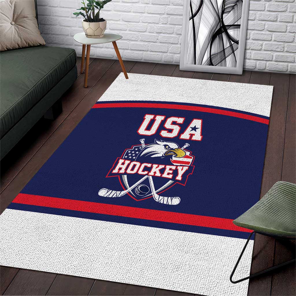 USA Ice Hockey Area Rug American Eagle Spirit Blue Version