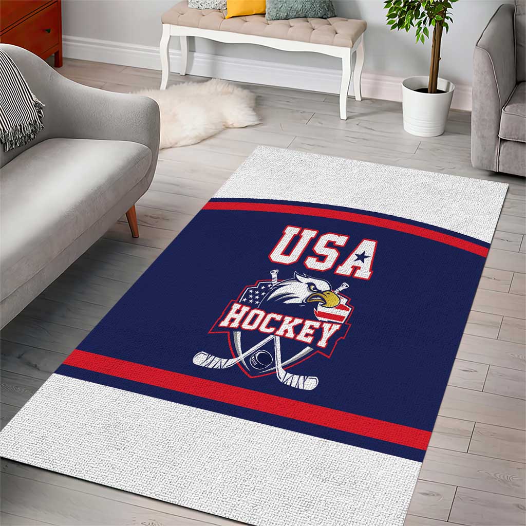 USA Ice Hockey Area Rug American Eagle Spirit Blue Version