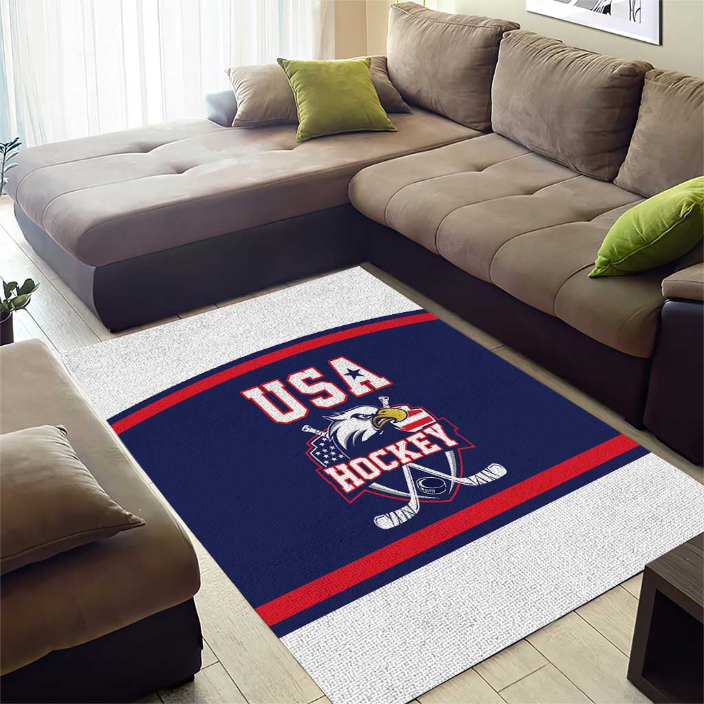 USA Ice Hockey Area Rug American Eagle Spirit Blue Version