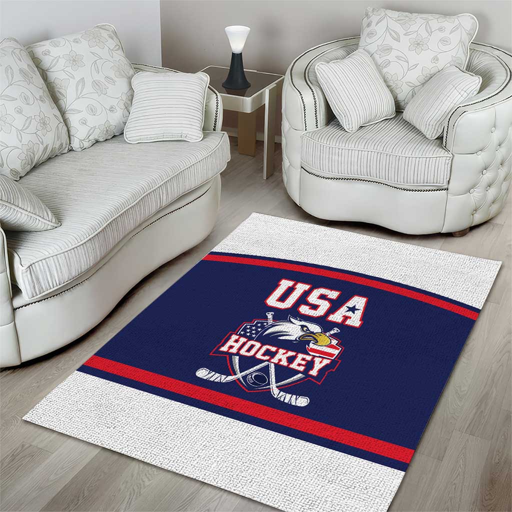 USA Ice Hockey Area Rug American Eagle Spirit Blue Version
