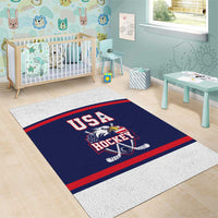 USA Ice Hockey Area Rug American Eagle Spirit Blue Version