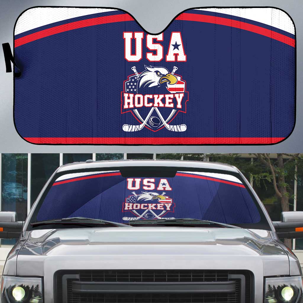 USA Ice Hockey Auto Sun Shade American Eagle Spirit Blue Version