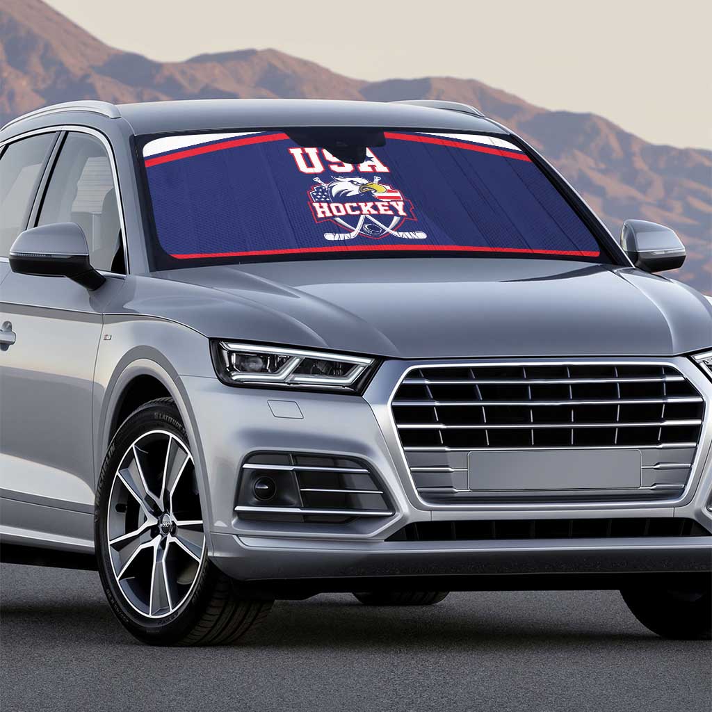 USA Ice Hockey Auto Sun Shade American Eagle Spirit Blue Version