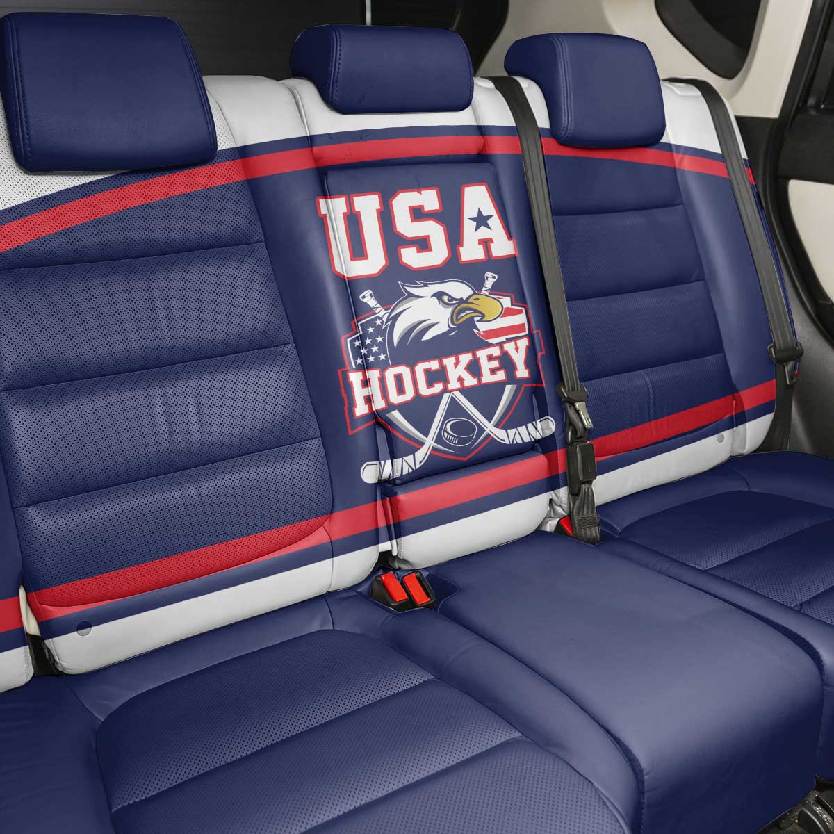 USA Ice Hockey Back Car Seat Cover American Eagle Spirit Blue Version