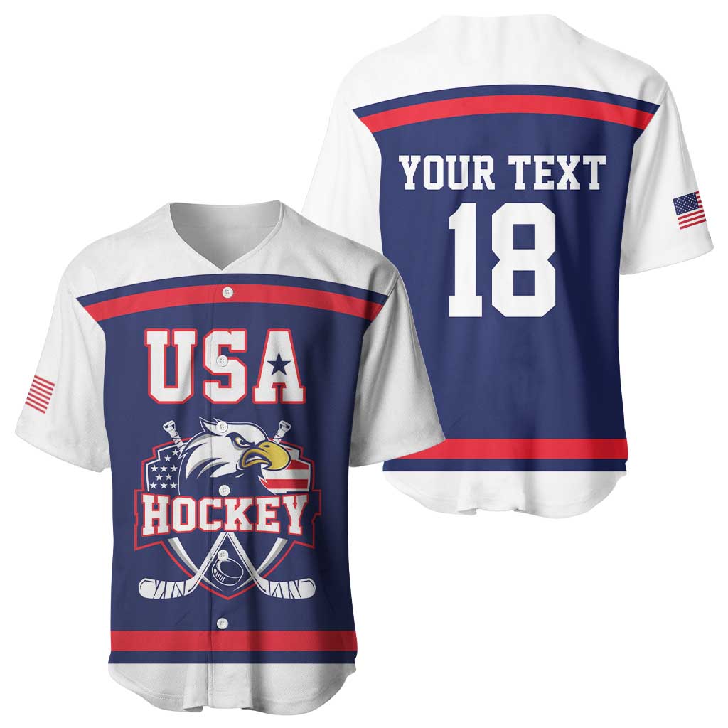 USA Ice Hockey Custom Baseball Jersey American Eagle Spirit Blue Version