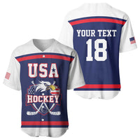 USA Ice Hockey Custom Baseball Jersey American Eagle Spirit Blue Version