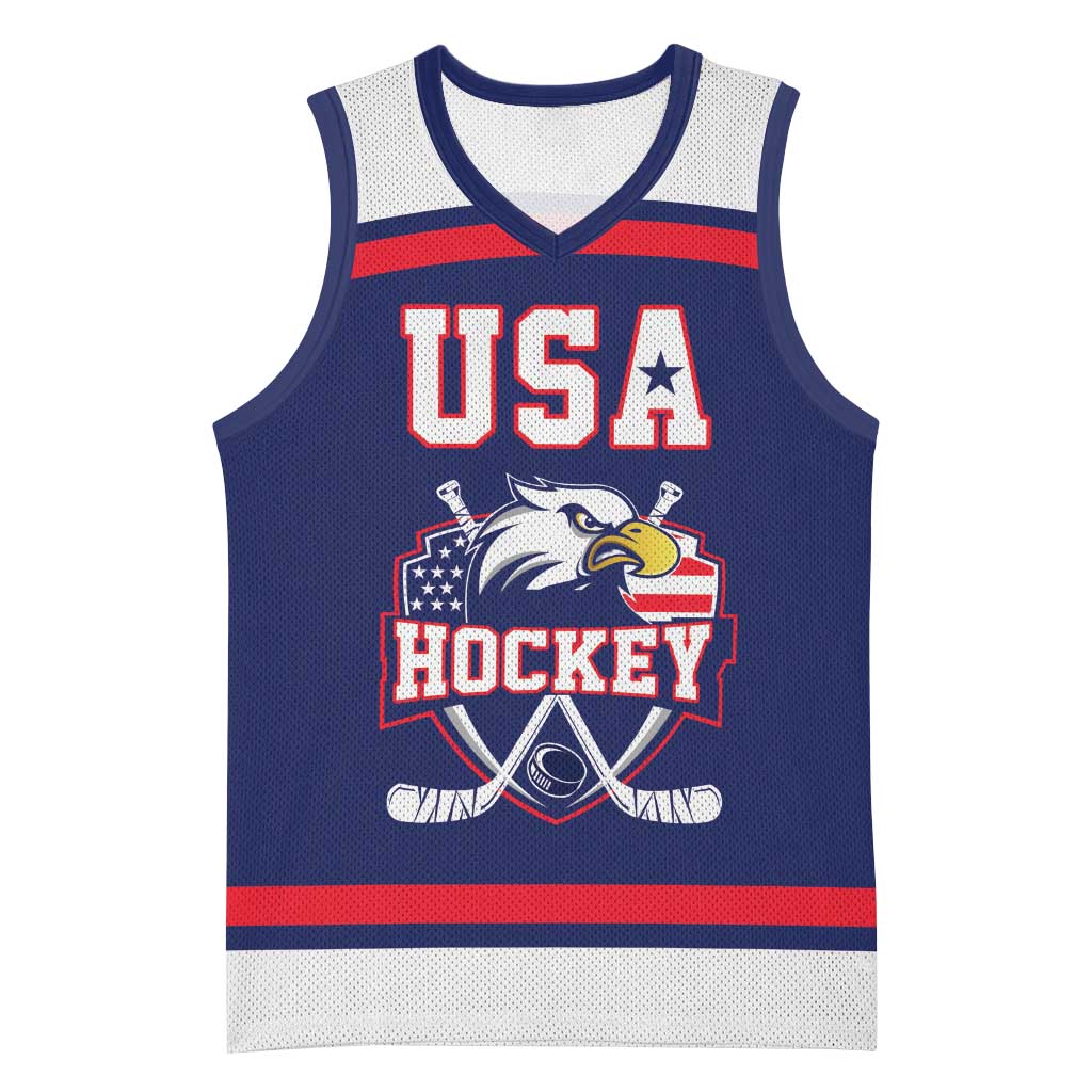 USA Ice Hockey Custom Basketball Jersey American Eagle Spirit Blue Version