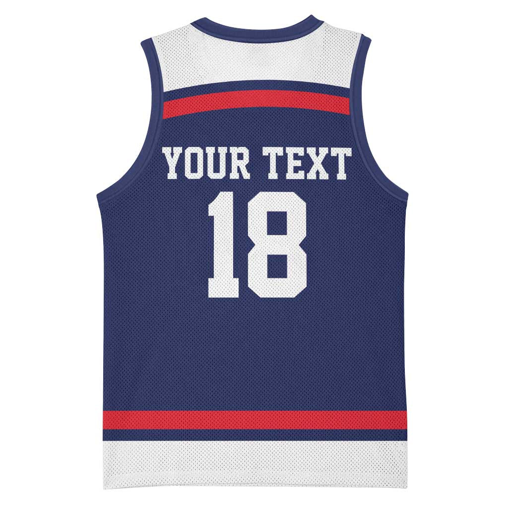 USA Ice Hockey Custom Basketball Jersey American Eagle Spirit Blue Version
