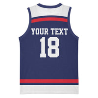 USA Ice Hockey Custom Basketball Jersey American Eagle Spirit Blue Version