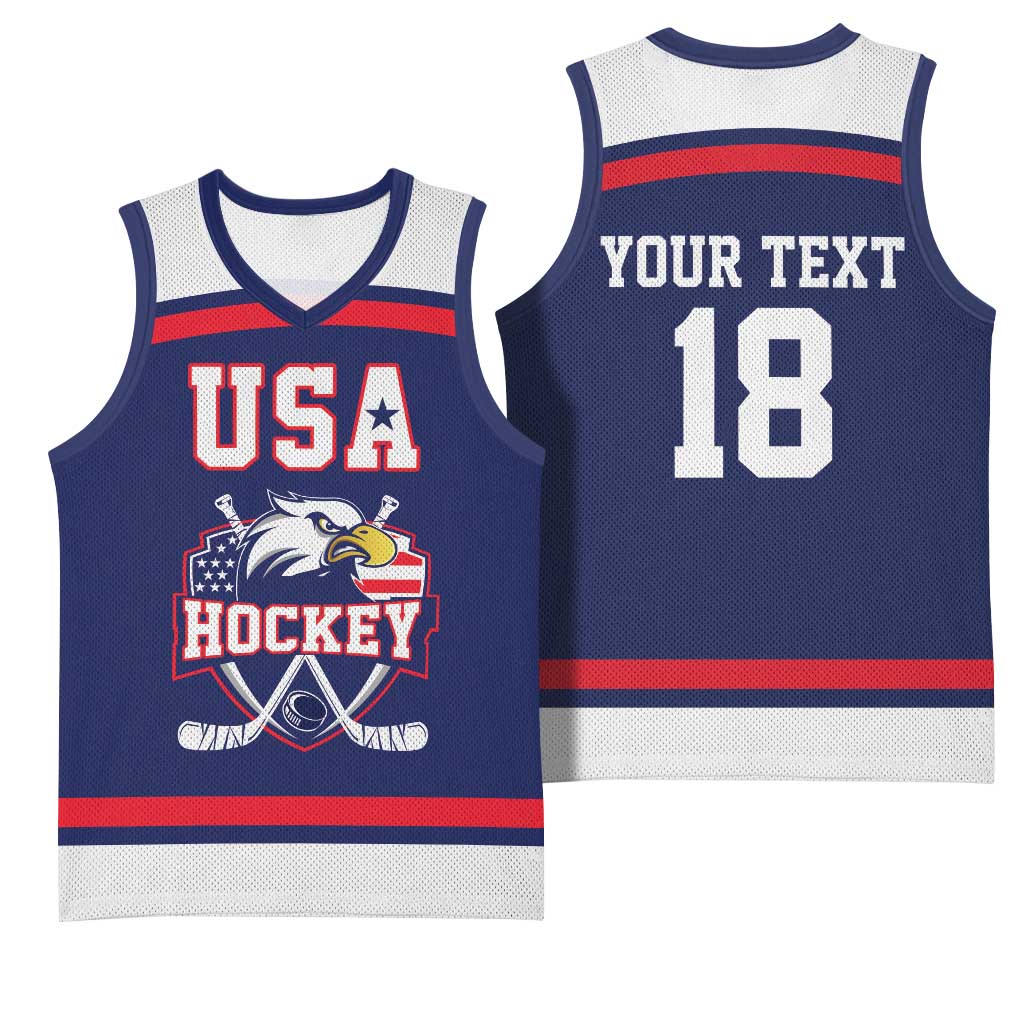 USA Ice Hockey Custom Basketball Jersey American Eagle Spirit Blue Version
