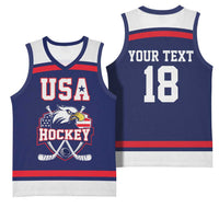 USA Ice Hockey Custom Basketball Jersey American Eagle Spirit Blue Version