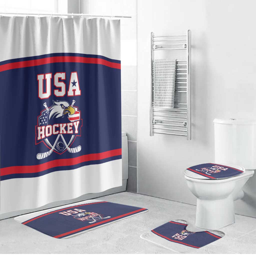 USA Ice Hockey Bathroom Set American Eagle Spirit Blue Version