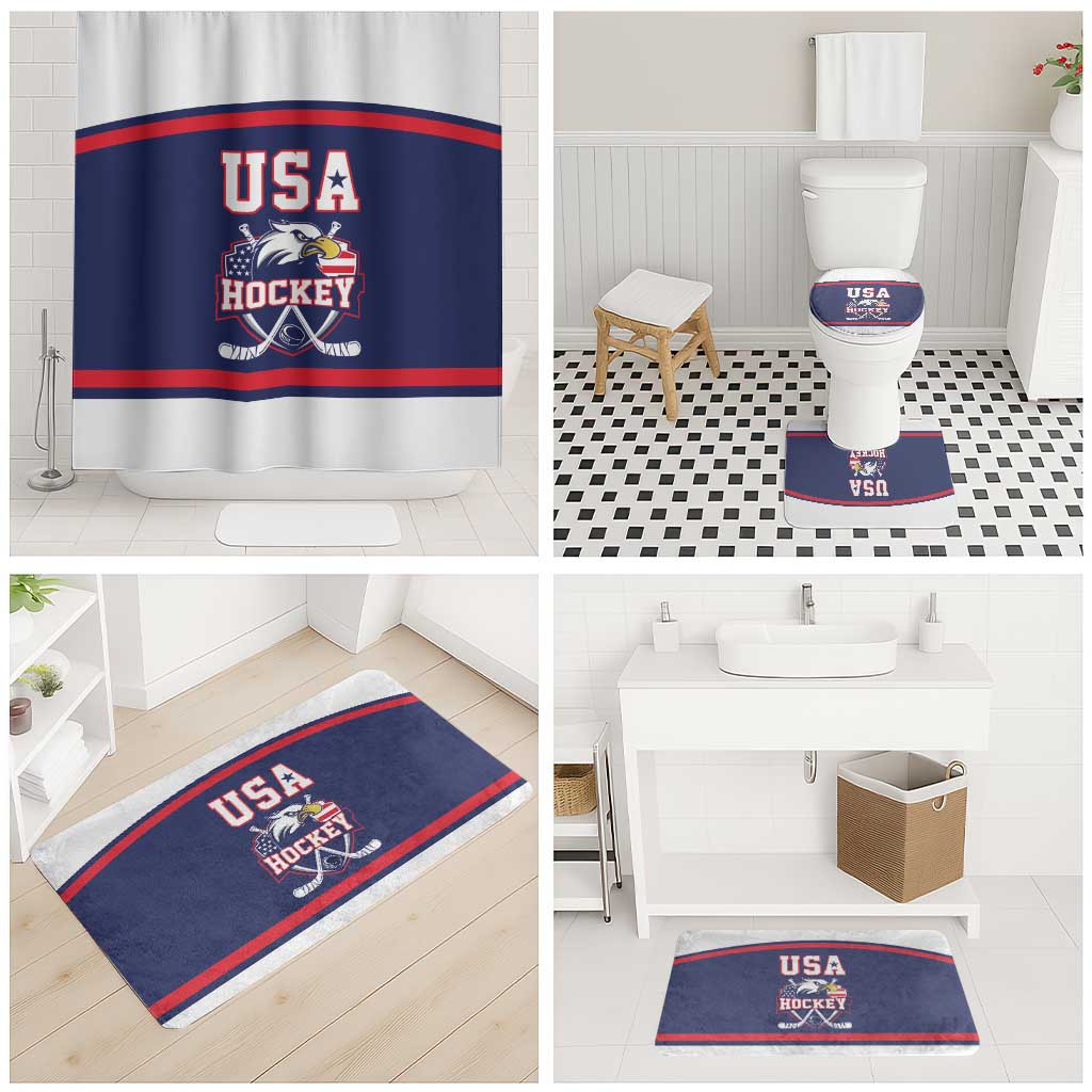 USA Ice Hockey Bathroom Set American Eagle Spirit Blue Version