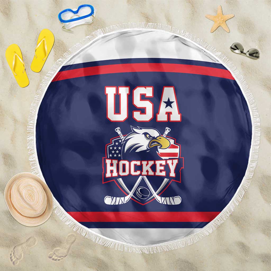 USA Ice Hockey Beach Blanket American Eagle Spirit Blue Version