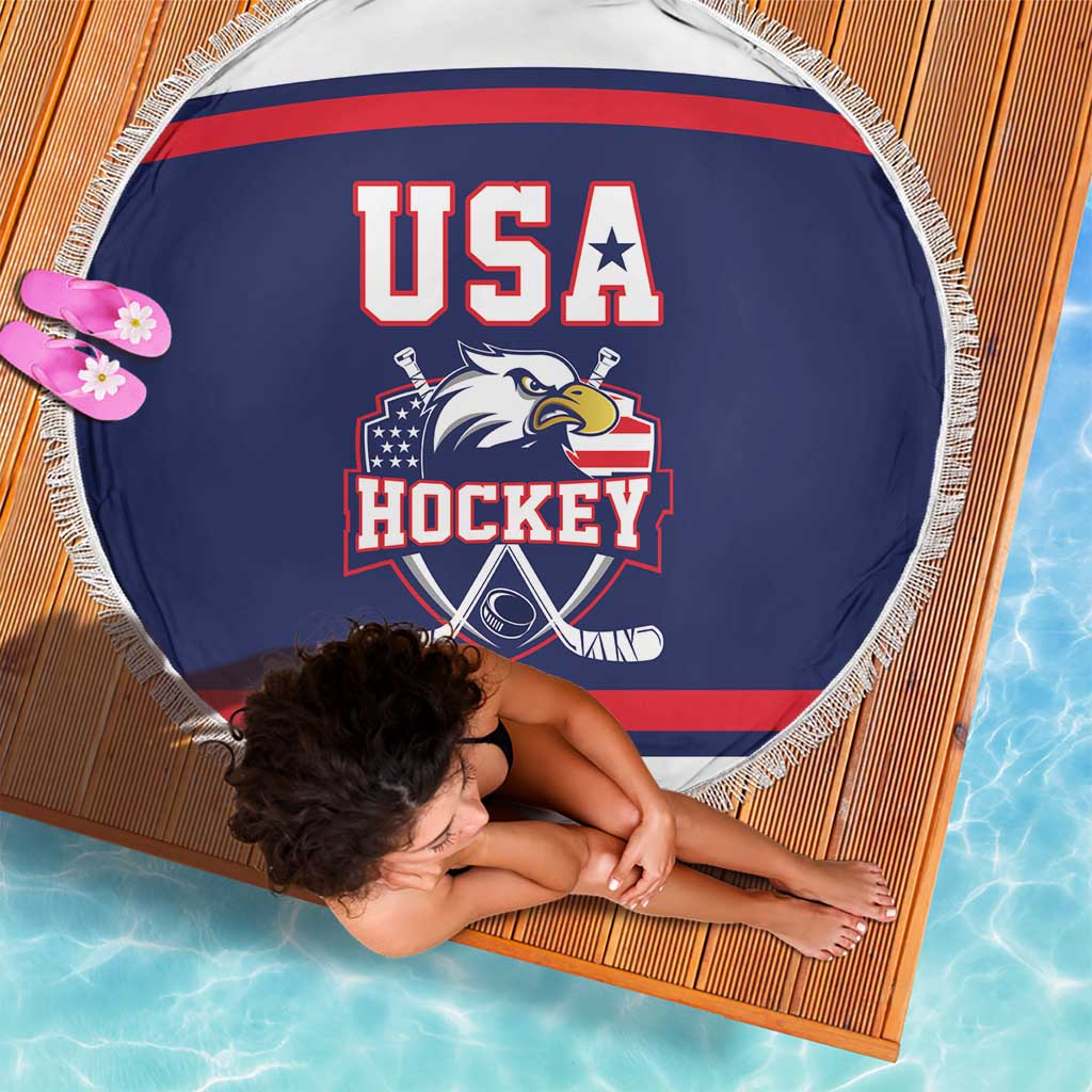 USA Ice Hockey Beach Blanket American Eagle Spirit Blue Version