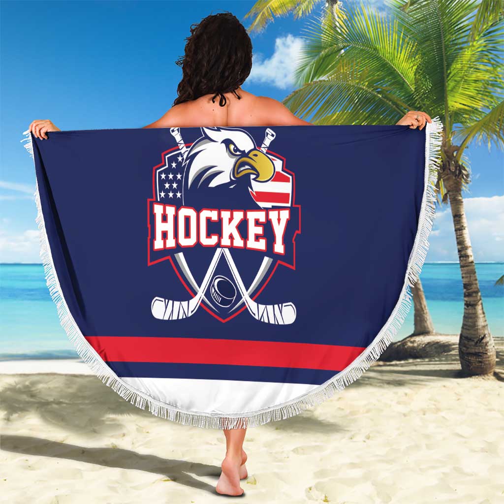 USA Ice Hockey Beach Blanket American Eagle Spirit Blue Version