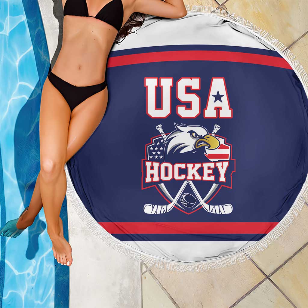 USA Ice Hockey Beach Blanket American Eagle Spirit Blue Version