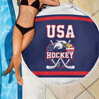 USA Ice Hockey Beach Blanket American Eagle Spirit Blue Version