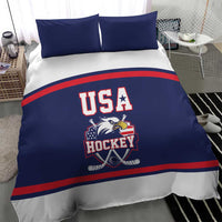 USA Ice Hockey Bedding Set American Eagle Spirit Blue Version