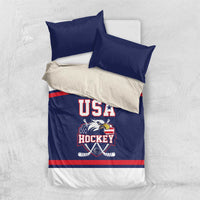 USA Ice Hockey Bedding Set American Eagle Spirit Blue Version