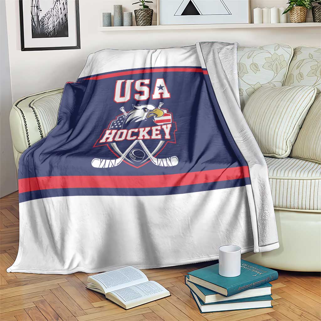 USA Ice Hockey Blanket American Eagle Spirit Blue Version