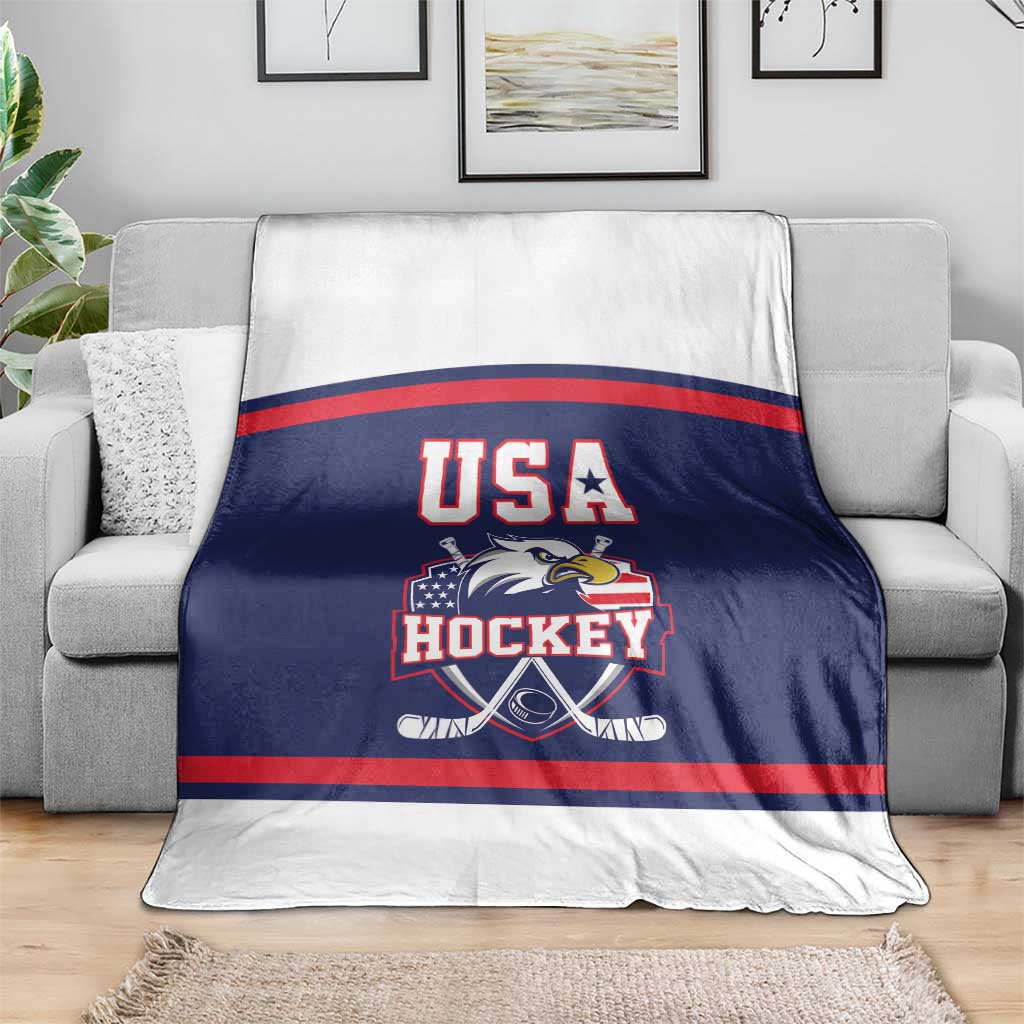 USA Ice Hockey Blanket American Eagle Spirit Blue Version