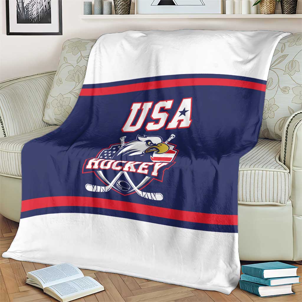 USA Ice Hockey Blanket American Eagle Spirit Blue Version