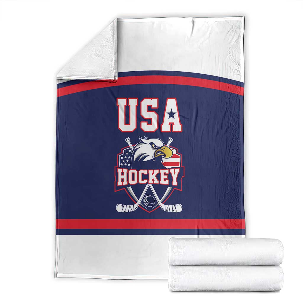 USA Ice Hockey Blanket American Eagle Spirit Blue Version