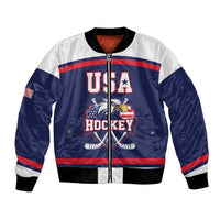 USA Ice Hockey Custom Bomber Jacket American Eagle Spirit Blue Version