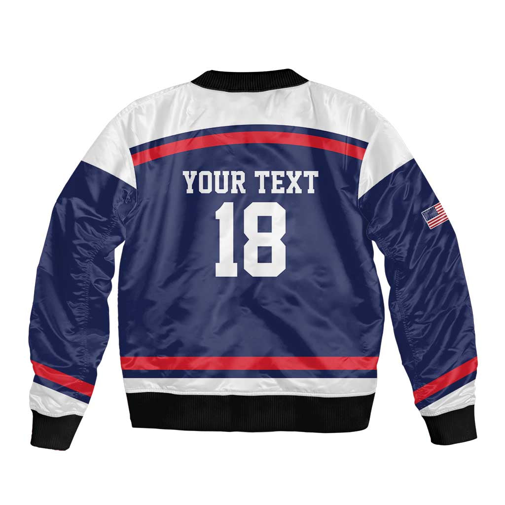 USA Ice Hockey Custom Bomber Jacket American Eagle Spirit Blue Version