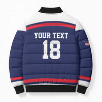USA Ice Hockey Custom Bomber Puffer Jacket American Eagle Spirit Blue Version