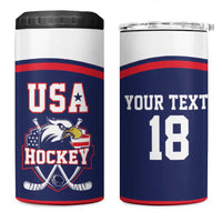USA Ice Hockey Custom 4 in 1 Can Cooler Tumbler American Eagle Spirit Blue Version