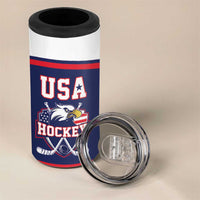 USA Ice Hockey Custom 4 in 1 Can Cooler Tumbler American Eagle Spirit Blue Version