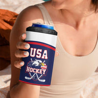 USA Ice Hockey Custom 4 in 1 Can Cooler Tumbler American Eagle Spirit Blue Version