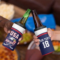 USA Ice Hockey Custom 4 in 1 Can Cooler Tumbler American Eagle Spirit Blue Version