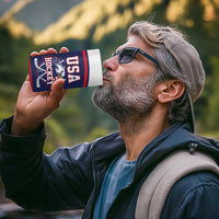 USA Ice Hockey Custom 4 in 1 Can Cooler Tumbler American Eagle Spirit Blue Version
