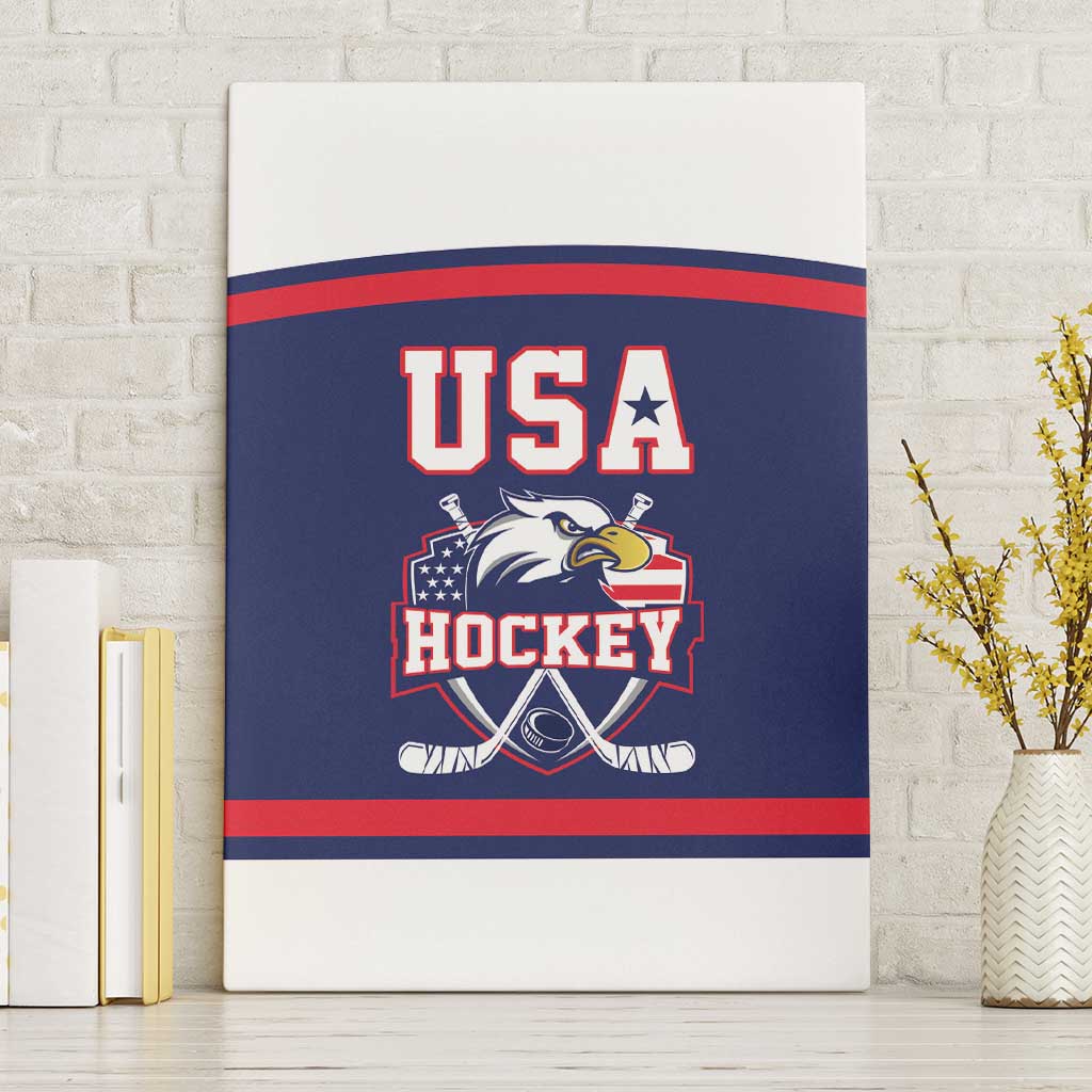USA Ice Hockey Canvas Wall Art American Eagle Spirit Blue Version