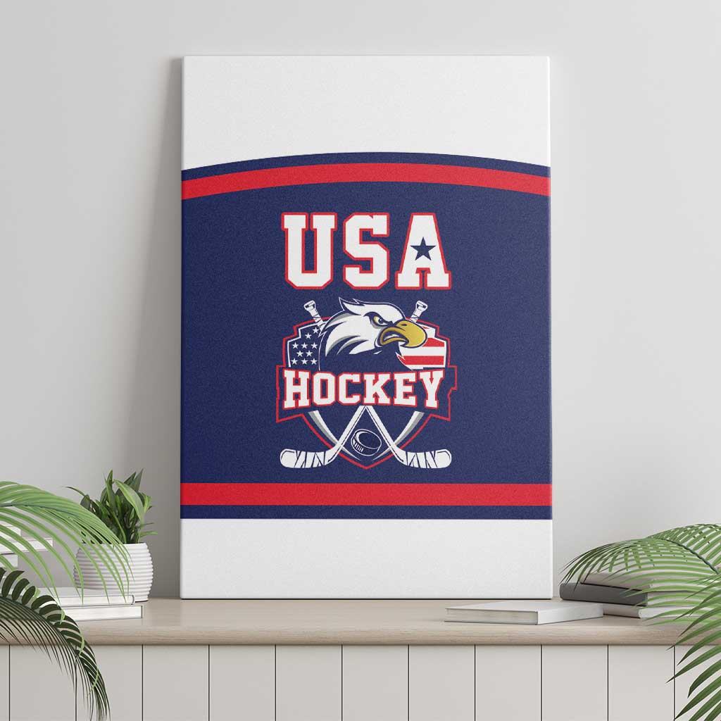 USA Ice Hockey Canvas Wall Art American Eagle Spirit Blue Version