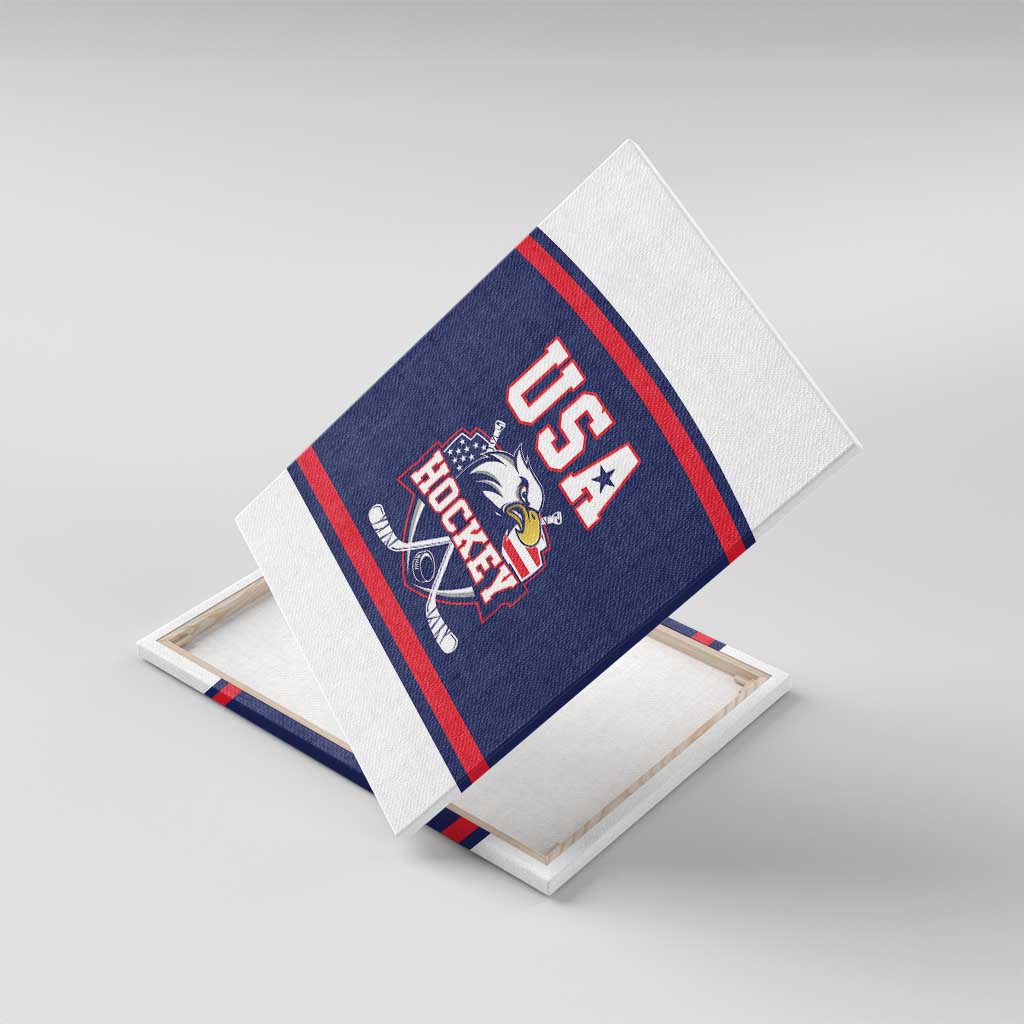 USA Ice Hockey Canvas Wall Art American Eagle Spirit Blue Version