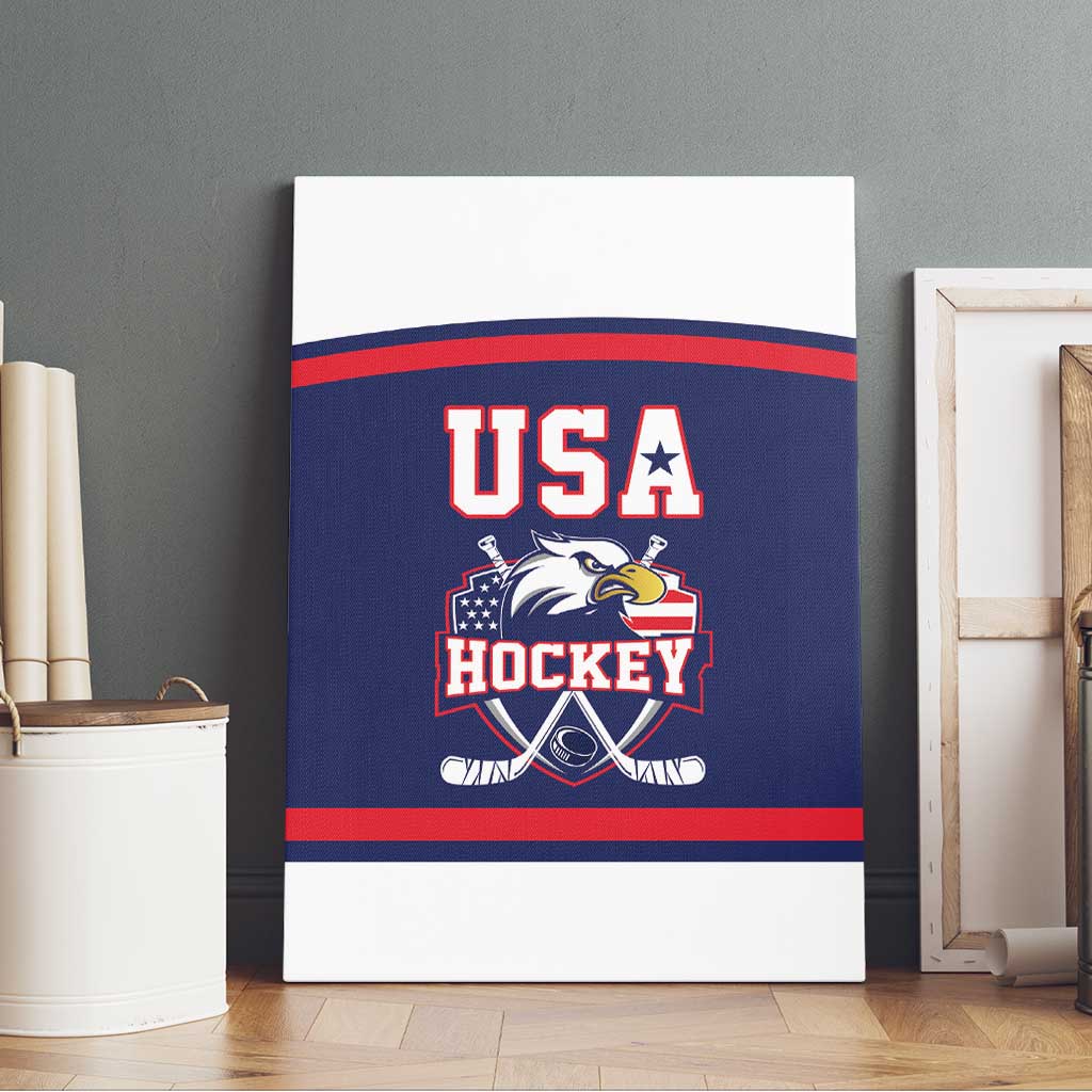 USA Ice Hockey Canvas Wall Art American Eagle Spirit Blue Version
