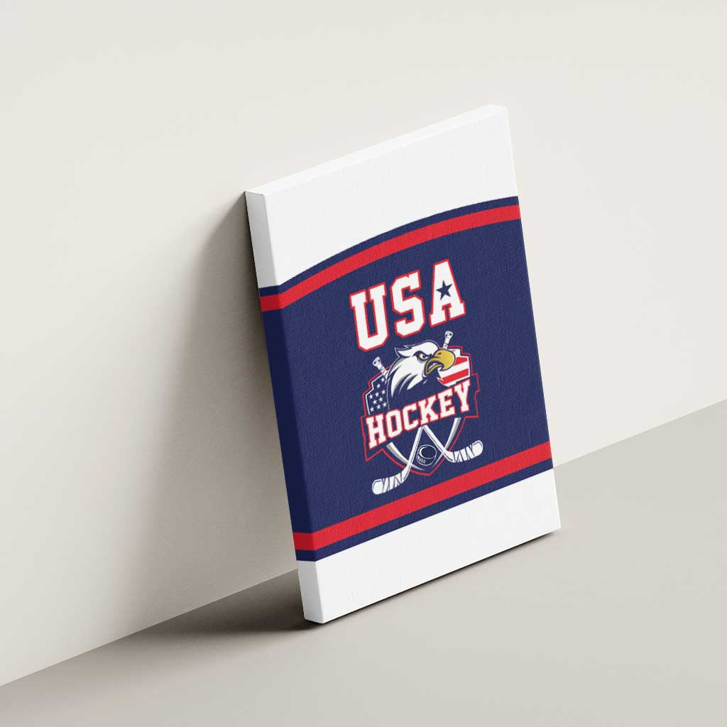 USA Ice Hockey Canvas Wall Art American Eagle Spirit Blue Version