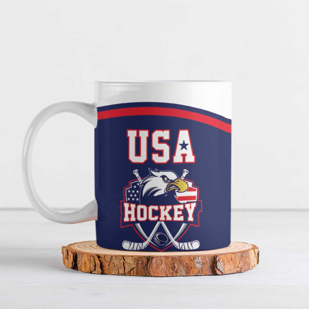 USA Ice Hockey Custom Ceramic Mug American Eagle Spirit Blue Version