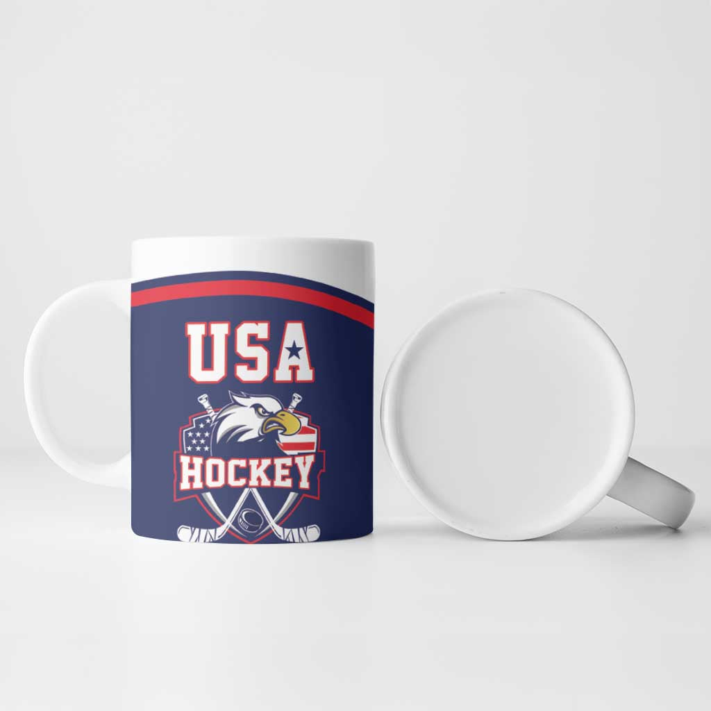 USA Ice Hockey Custom Ceramic Mug American Eagle Spirit Blue Version